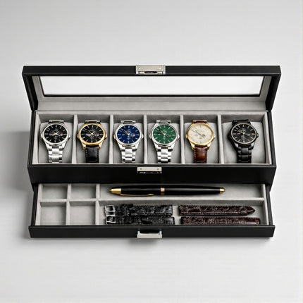 Cofanetto Porta Orologi (6 posti) - Nero