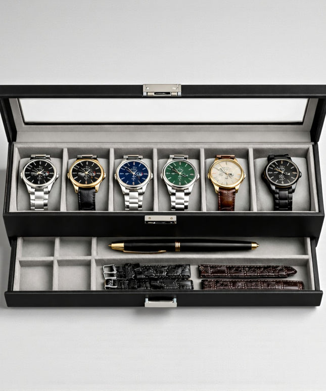 Cofanetto Porta Orologi (6 posti) - Nero