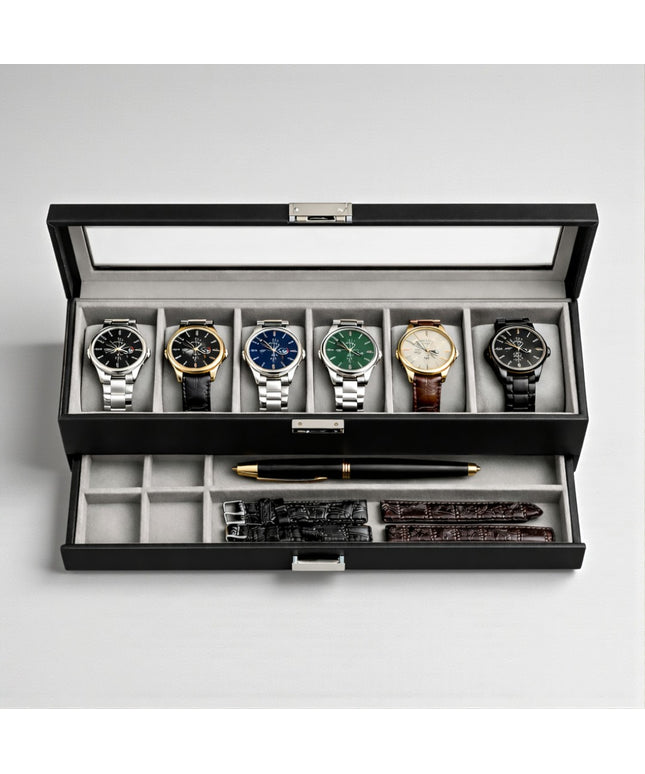 Cofanetto Porta Orologi (6 posti) - Nero