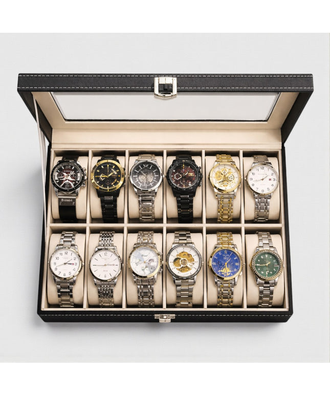 Cofanetto Porta Orologi (12 posti) – Nero/Beige