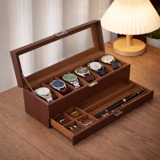 Boîte à montres (6 + 1) - Marron
