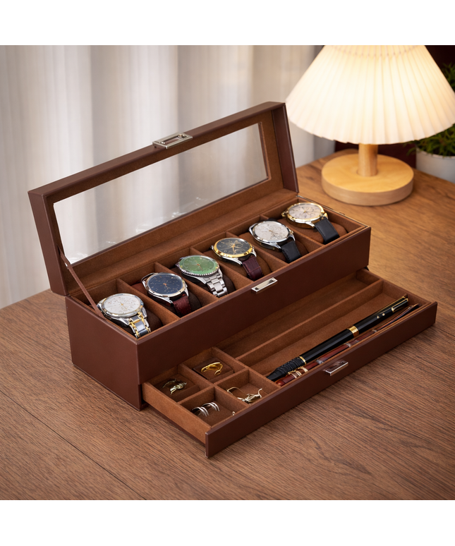 Cofanetto Porta Orologi (6 + 1) - Marrone
