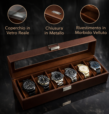 Porta Orologi a 6 Scomparti