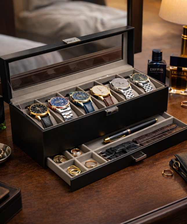 Cofanetto Porta Orologi (6 posti) - Nero