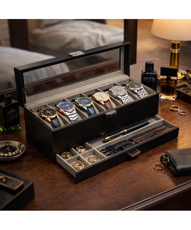 Cofanetto Porta Orologi (6 posti) - Nero
