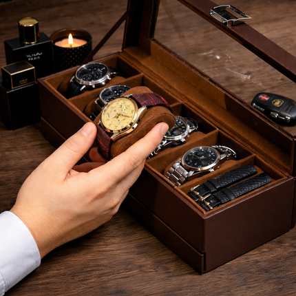 Cofanetto Porta Orologi (6 + 1) - Marrone
