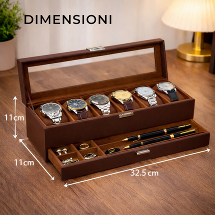 Cofanetto Porta Orologi (6 + 1) - Marrone