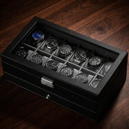 Cofanetto Porta Orologi (12 posti+Cassetto) - Nero