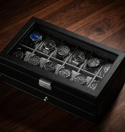 Cofanetto Porta Orologi (12 posti+Cassetto) - Nero