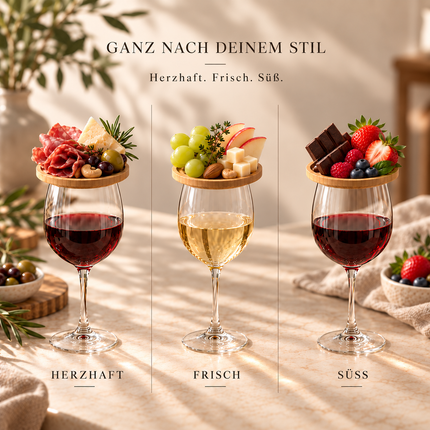 Servierideen für Weingläser: herzhaft, frisch und süß